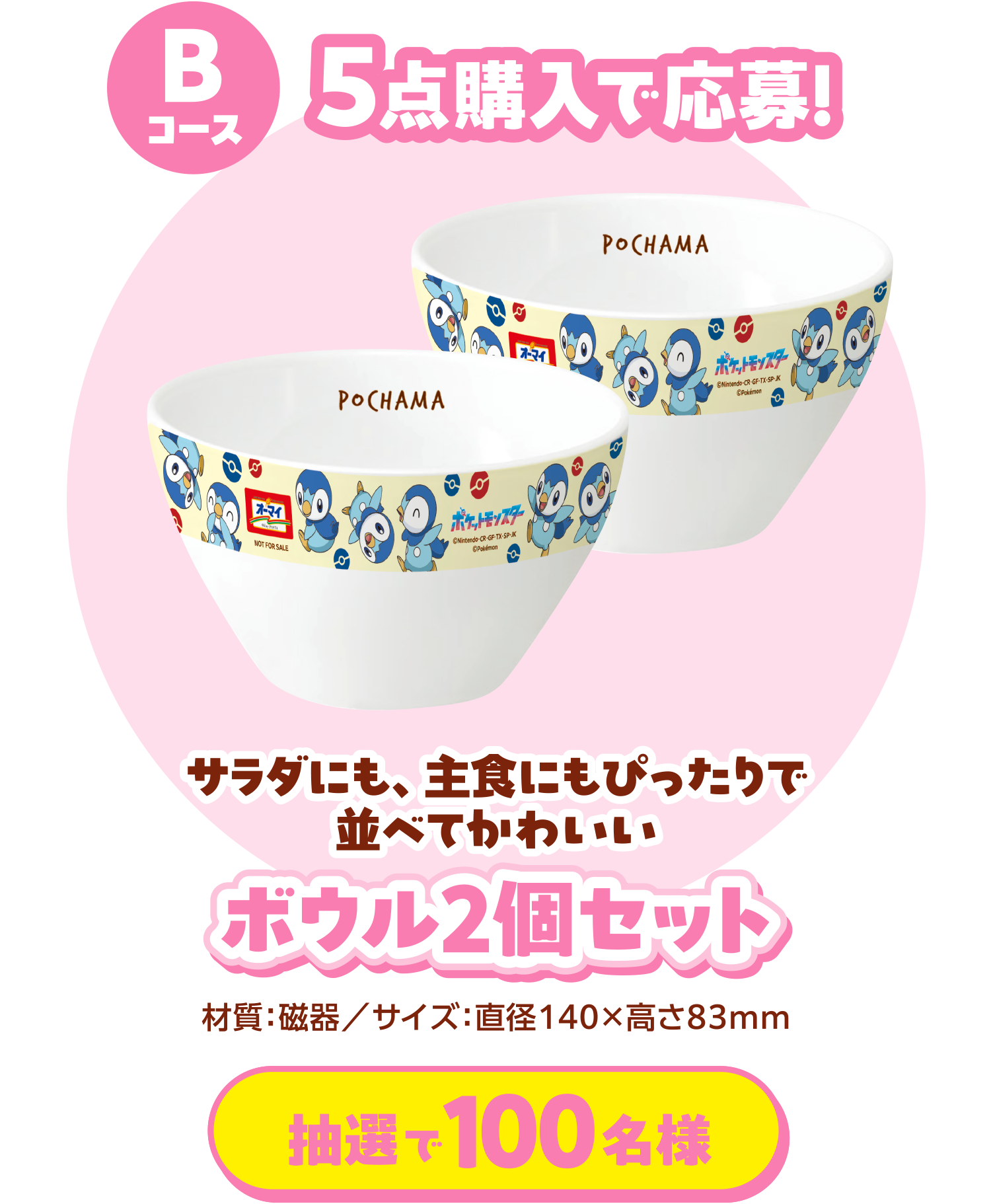 Bコース 5点購入で応募！ サラダにも、主食にもぴったりで並べてかわいいボウル2個セット 抽選で100名様