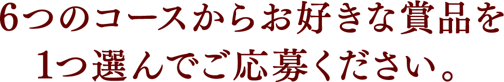 6つのコースからお好きな賞品を1つ選んでご応募ください。