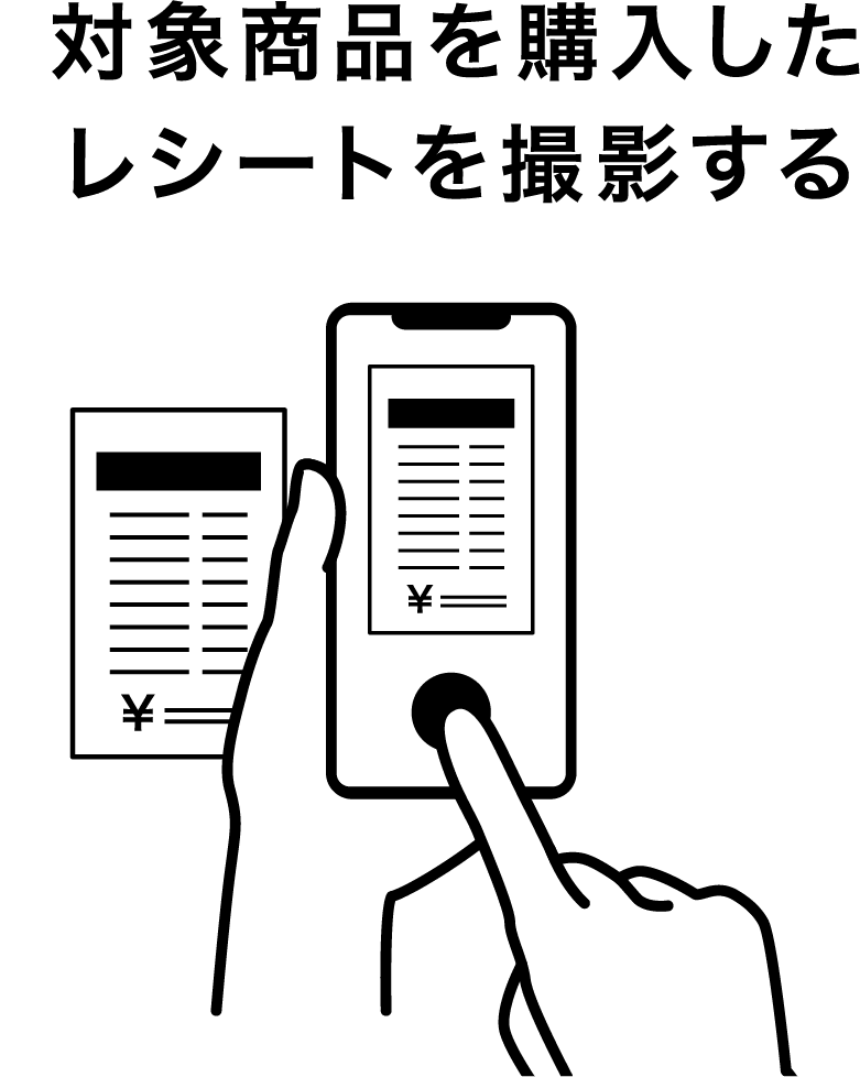 対象商品を購入したレシートを撮影する